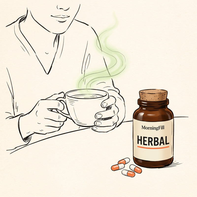 MorningFill Premium Supplements — Herbal adaptogen capsules for natural balance