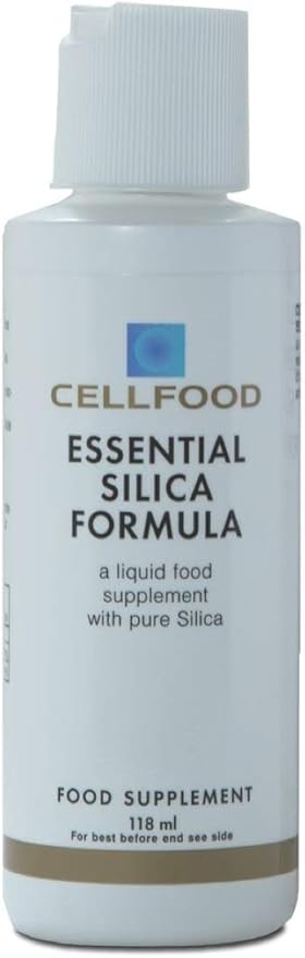 Cellfood Essential Silica Anti-Aging Formula, 4 fl oz - Supports Healthy Bones, Joints, Hair, Skin, Nails, Teeth & Gums - Easy to Absorb Liquid - Gluten Free, Thiaminase Free, Non-GMO - 40-Day Supply