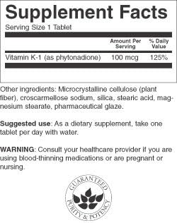 Swanson Vitamin K-1 100 mcg 100 Tabs