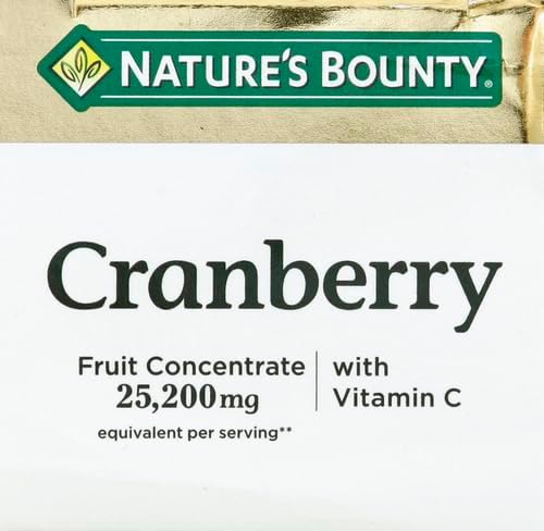Nature's Bounty Cranberry Dietary Supplement, Supports Urinary Tract and Immune Health, Softgels, 25,200 Mg, 60 Ct (Pack of 2)