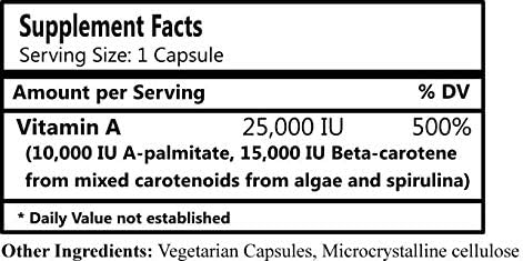 Daily Manufacturing Nutra-A Plus™ (Vegetarian Vitamin A-Palmitate & Beta-Carotene) 250 Vegetarian Capsules