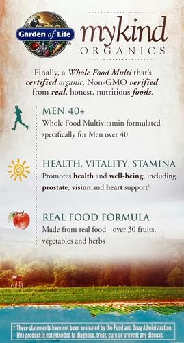Garden of Life Organics Whole Food Multivitamin - Men 40+ 120 Tablets, Vegan Mens Multi for Health & Well-Being Certified Organic Whole Food Vitamins & Minerals for Men Over 40 Mens Vitamin(Pack of 2)