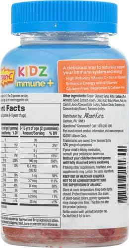 Emergen-C Kidz Vitamin C Immune Support Gummies Fun-Tastic Fruit 44CT Includes Zinc, Manganese, B Vitamins and Vitamin D for Back to School Essentials, (Pack of 2)