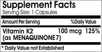Vitamin K2 100mcg ~ 200 Capsules - No Additives ~ Naturetition Supplements