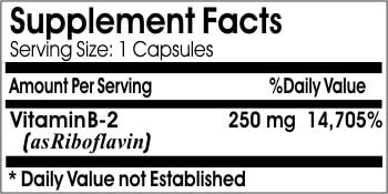 B-2 Vitamin 250mg ~ 200 Capsules - No Additives ~ Naturetition Supplements