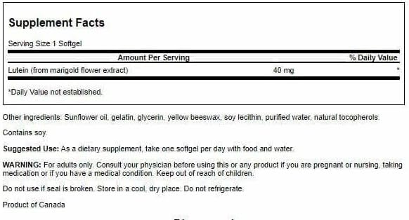 Swanson Lutein Eye Vision Retina Macula Health Supplement 40 mg 60 Softgels Sgels (2 Pack)