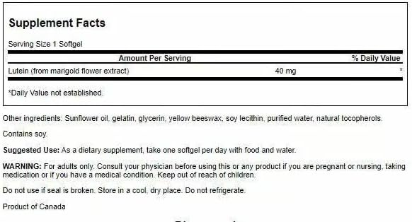 Swanson Lutein Eye Vision Retina Macula Health Supplement 40 mg 60 Softgels Sgels (3 Pack)