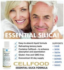 Cellfood Essential Silica Anti-Aging Formula, 4 fl oz - Supports Healthy Bones, Joints, Hair, Skin, Nails, Teeth & Gums - Easy to Absorb Liquid - Gluten Free, Thiaminase Free, Non-GMO - 40-Day Supply
