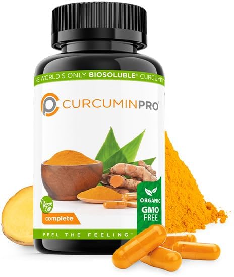 curcuminpro Complete Vegan | BioSoluble Brown Rice Protein & Organic Turmeric Curcumin Supplement | Plant-Based Formula for Daily Wellness | 60 Count