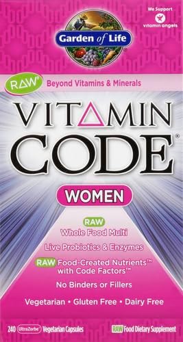 Garden of Life Multivitamin for Women, Vitamin Code Women's Multi - Whole Food Womens, Iron, Folate not Folic Acid, Vitamin A and Probiotics for Womens Energy, 240 Vegetarian Capsules, (Pack of 2)