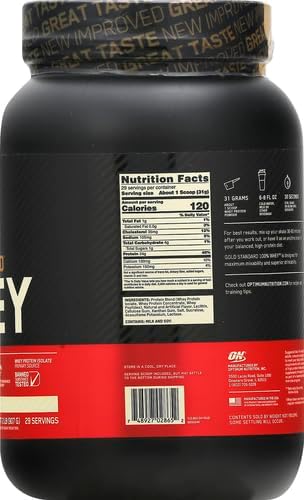 Optimum Nutrition Gold Standard 100% Whey Protein Powder, Vanilla Ice Cream, 2 Pound (Packaging May Vary) (Pack of 6)