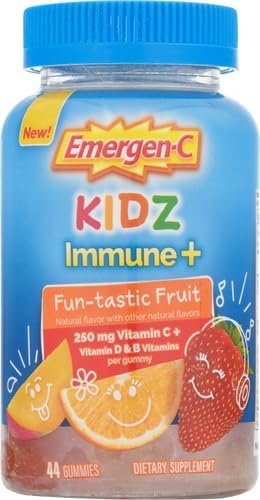 Emergen-C Kidz Vitamin C Immune Support Gummies Fun-Tastic Fruit 44CT Includes Zinc, Manganese, B Vitamins and Vitamin D for Back to School Essentials, (Pack of 2)