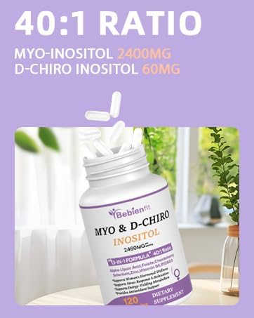 13-in-1 Myo Inositol & D-Chiro Inositol for Women PCOS,Hormonal Balance,2460mg-40:1 Ratio,Ovarian Health&Cycle Support Supplement Plus Alpha Lipoic Acid/Folate/Vitex/Magnesium/Multivitamin,120 Veg Cap