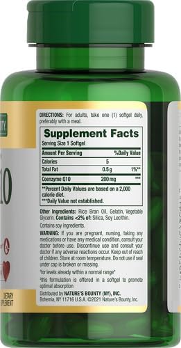 Nature's Bounty CoQ10, Supports Heart Health, Dietary Supplement, 200mg, 80 Rapid Release Softgels (Pack of 3)