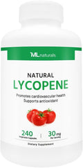 ML Naturals Natural Lycopene 30mg (Per Serving) – 240 Vegetable Capsules – from Tomato Extract – Supports Cardiovascular & Immune Health