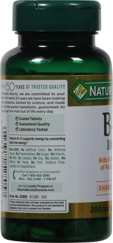 Nature's Bounty Vitamin B12 1000 mcg Supplements,Supports Energy Metabolism,200 Ct,(Pack of 2)