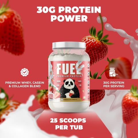 Underground Bio Labs Panda Fuel Premium Protein Whey,Hydrolyzed Collagen,Casein,Probiotics, Enzymes, Keto Friendly,Time Release, 25 Servings (2.5 Pound, Strawberries & Cream)