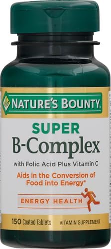 Nature's Bounty Super B Complex Vitamins with Vitamin C & Folic Acid,Vitamins for Immune & Cellular Energy Support,150 Tablets,(Pack of 3)