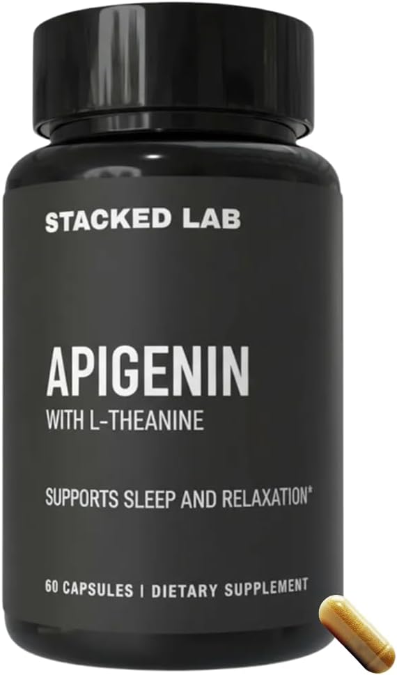 Apigenin with L-Theanine for Better Sleep | Premium Sleep Support, Relaxation, & Sleep Quality Aid | Non-Drowsy, Melatonin Free | 60 Capsules