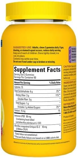 Nature Made Triple Action Biotic Gummy, 100 Gummies, Combined Prebiotic, Probiotic and PostBiotic, 50 Day Supply