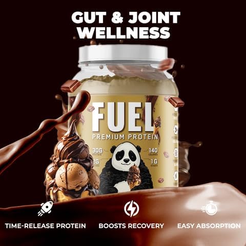 Underground Bio Labs Panda Fuel Premium Protein Whey,Hydrolyzed Collagen,Casein,Probiotics, Enzymes, Keto Friendly,Time Release, 25 Servings (2.5 Pound, Chocolate Ice Cream)