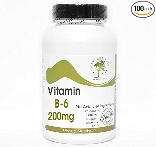 B-6 Vitamin 200mg ~ 100 Capsules - No Additives ~ Naturetition Supplements