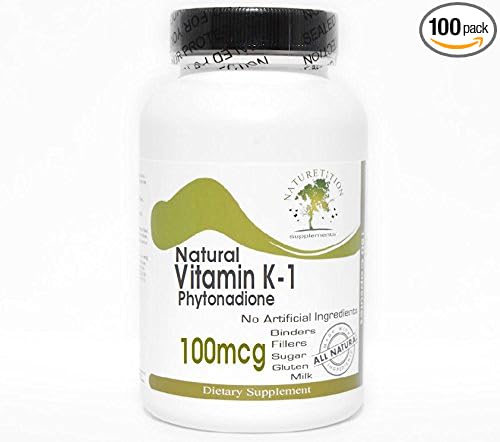 Natural Vitamin K-1 Phytonadione 100mcg ~ 100 Capsules - No Additives ~ Naturetition Supplements