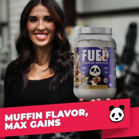 Underground Bio Labs Panda Fuel Premium Protein Whey,Hydrolyzed Collagen,Casein,Probiotics, Enzymes, Keto Friendly,Time Release, 25 Servings (2.5 Pound, Blueberry Muffin)