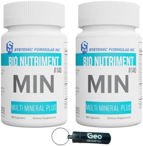 Systemic Formulas MIN Multi Mineral Plus – 60 Capsules | Essential Mineral Complex for Daily Wellness, Cellular Replenishment & GeoMetal™ Keychain Pill Holder (60 Capsules, Pack of 2)