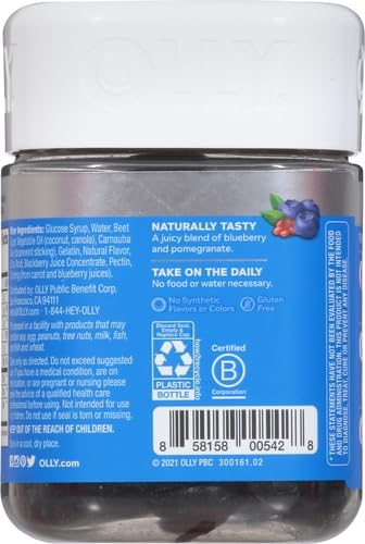 OLLY Glowing Skin Gummy, Hydrated & Youthful Skin,* Hyaluronic Acid, Collagen Peptides, Sea Buckthorn, Plump Berry Flavor, 25 Day Supply - 50 Count (Pack of 2)