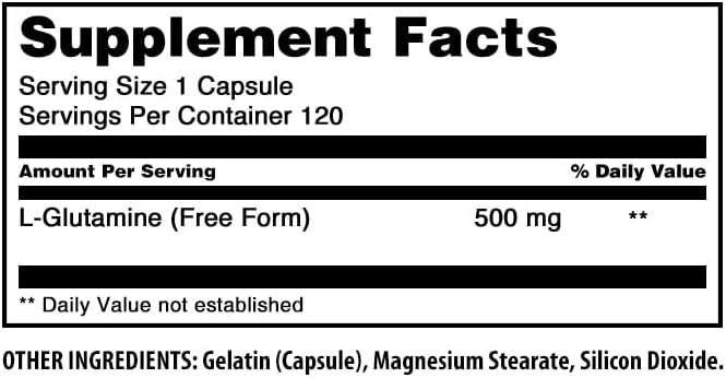 Amazing Formulas L-Glutamine Amino Acid Supplement | 500 Mg | Capsules | Non-GMO | Gluten-Free | Made in USA (1 Pack | 120 Count)