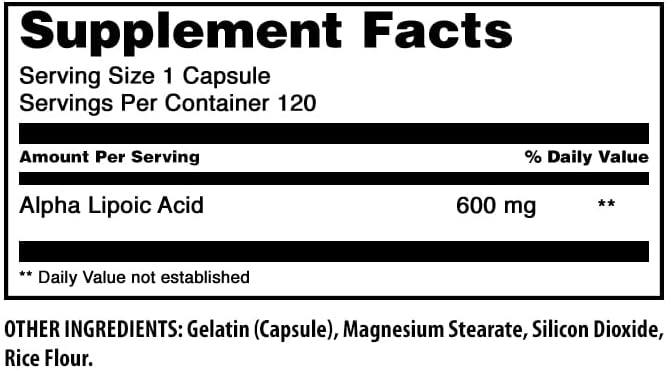 Amazing Formulas Alpha Lipoic Acid | 600 Mg Per Serving Supplement | Capsules | Non-GMO | Gluten Free | Made in USA (1 Pack | 120 Count)