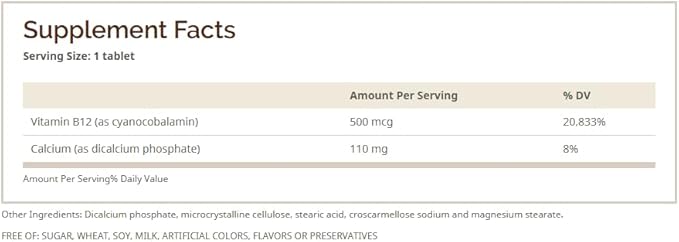 Vitamin B-12 TABS 500 MCG WMILL Size: 60