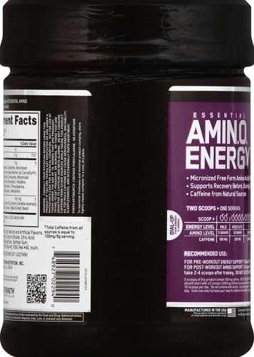 Optimum Nutrition Amino Energy - Pre Workout with Green Tea, BCAA, Amino Acids, Keto Friendly, Green Coffee Extract, Energy Powder - Concord Grape, 65 Servings (Packaging May Vary) (Pack of 6)