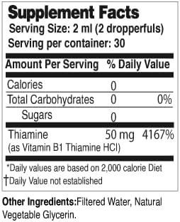 Life Solutions Vitamin B1 Dropper 2 oz - Thiamine B1 Supplement - Essential B1 Vitamins for Energy Boost and Nervous System Support - Liquid Formula for Easy Absorption