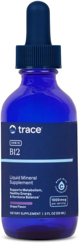 Trace Minerals Ionic B12 - Liquid Multivitamin for Hormone Balance & Healthy Nerve Function - Supports Metabolic Health - Enzyme Production - Natural Wellness Formula - 2 fl oz (59 Servings)