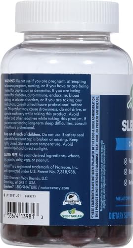 Nature's Way Sleep Well Melatonin and Magnesium Gummies,Sleep Support for Adults*,with Ashwagandha,Berry Flavored,90 Gummies,(Pack of 2)