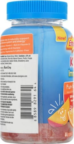 Emergen-C Kidz Vitamin C Immune Support Gummies Fun-Tastic Fruit 44CT Includes Zinc, Manganese, B Vitamins and Vitamin D for Back to School Essentials, (Pack of 2)