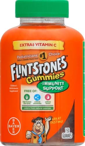 Flintstones Gummies Kids Vitamins with Immunity Support*, Kids and Toddler Multivitamin with Vitamin C, Vitamin D, B12, Zinc & More, Orange 150ct, (Pack of 2)