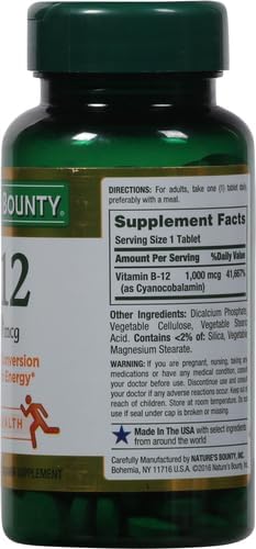 Nature's Bounty Vitamin B12 1000 mcg Supplements,Supports Energy Metabolism,200 Ct,(Pack of 2)