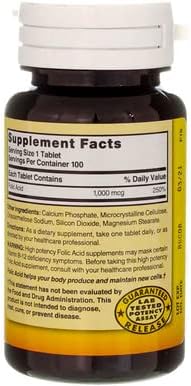 Nature`s Blend Folic Acid 1000mcg Tablets 100 Count (2 Pack)