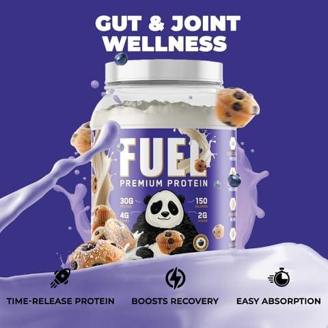 Underground Bio Labs Panda Fuel Premium Protein Whey,Hydrolyzed Collagen,Casein,Probiotics, Enzymes, Keto Friendly,Time Release, 25 Servings (2.5 Pound, Blueberry Muffin)