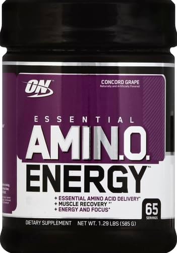 Optimum Nutrition Amino Energy - Pre Workout with Green Tea, BCAA, Amino Acids, Keto Friendly, Green Coffee Extract, Energy Powder - Concord Grape, 65 Servings (Packaging May Vary) (Pack of 6)