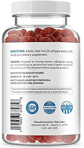 Eye Vitamins - AREDS 2 Based Formula - Eye Vitamin with Lutein & Zeaxanthin for Macular Health - Vision Supplements for Adults - 180 Softgels Support & Care for Eyes - Made in USA