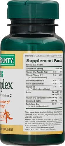 Nature's Bounty Super B Complex Vitamins with Vitamin C & Folic Acid,Vitamins for Immune & Cellular Energy Support,150 Tablets,(Pack of 3)