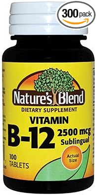 Nature's Blend Vitamin B-12 2500mcg, 100 Tablet Bottle (Pack of 3)