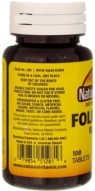 Nature`s Blend Folic Acid 1000mcg Tablets 100 Count (2 Pack)