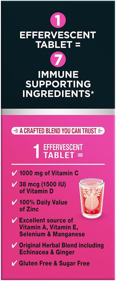 Airborne Variety Pack 1000mg Vitamin C with Vitamin D & Zinc, Sugar Free Multivitamin Immune Support Supplement, Antioxidants Vitamins A C & Vitamin E, 30 Effervescent Tablets, Citrus + Verry Berry