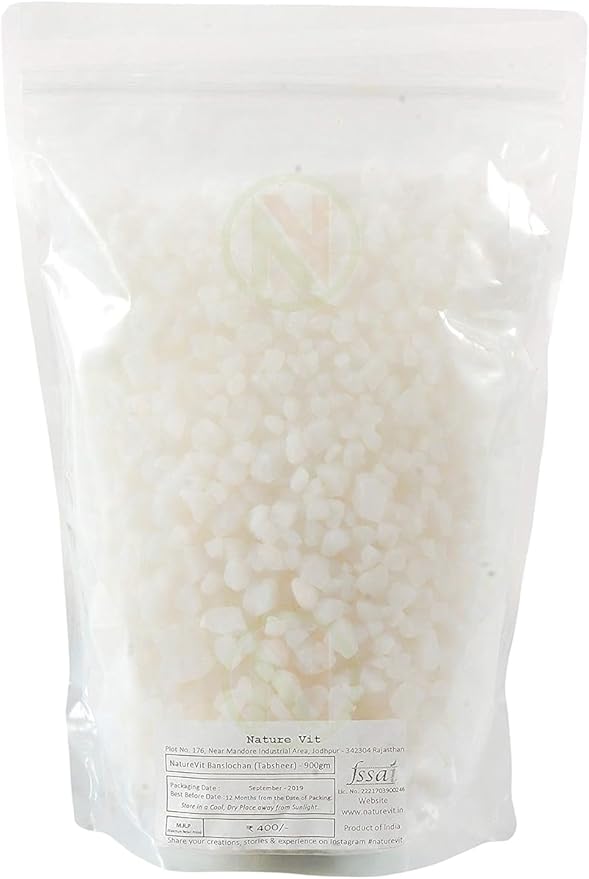 NatureVit Banslochan (Tabasheer) – 1.8kg [900g x 2 Packs] | Natural Bamboo Silica Supplement | Supports Bone Strength, Skin Health & Immunity | Ayurvedic & Unani Remedy