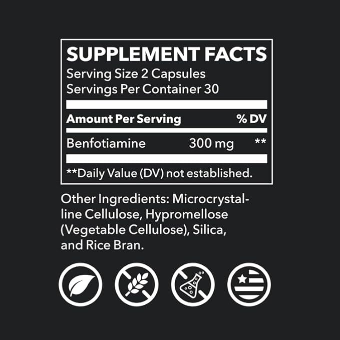 LifeSeasons Benfotiamine 300 mg per 2 Capsules – High‑Absorption Fat‑Soluble Vitamin B1 Supplement for Nerve & Metabolic Support, Cognitive & Circulatory Health – 60 Vegan Capsules